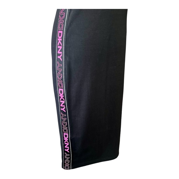 DKNY Women’s Sport Bodycon Black Dress with Pink Lettering, Excellent Con. - Picture 7 of 8